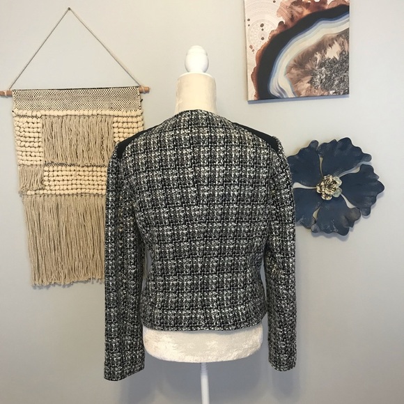 Lucky Brand black and white tweed zip up jacket - Picture 2 of 7